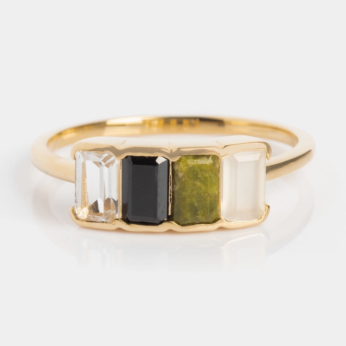 Customizable Acrostic Baguette Gemstone Ring