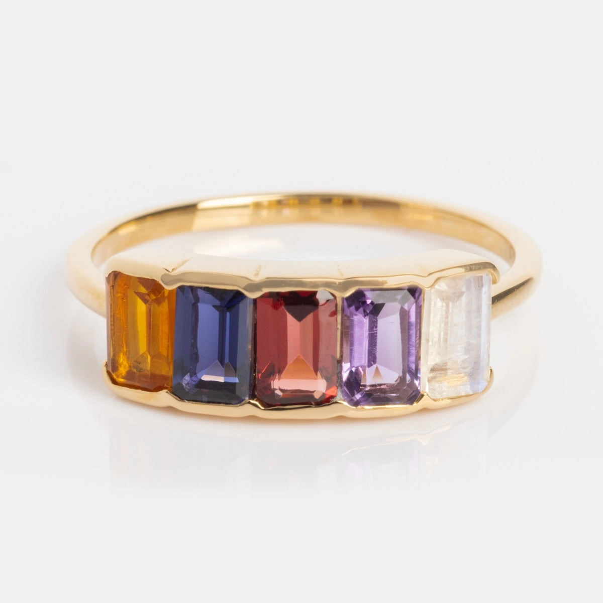 Customizable Acrostic Baguette Gemstone Ring