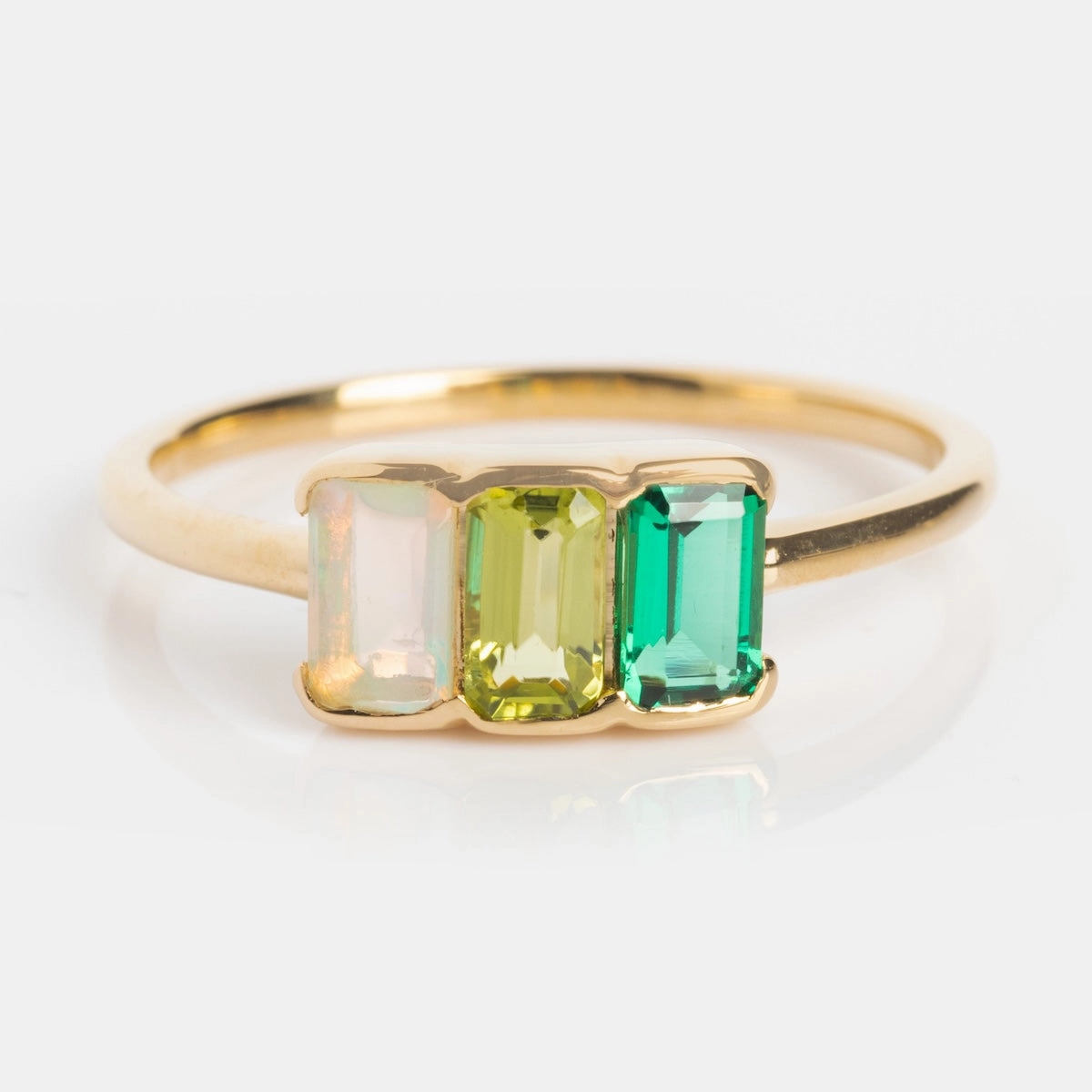 Customizable Acrostic Baguette Gemstone Ring