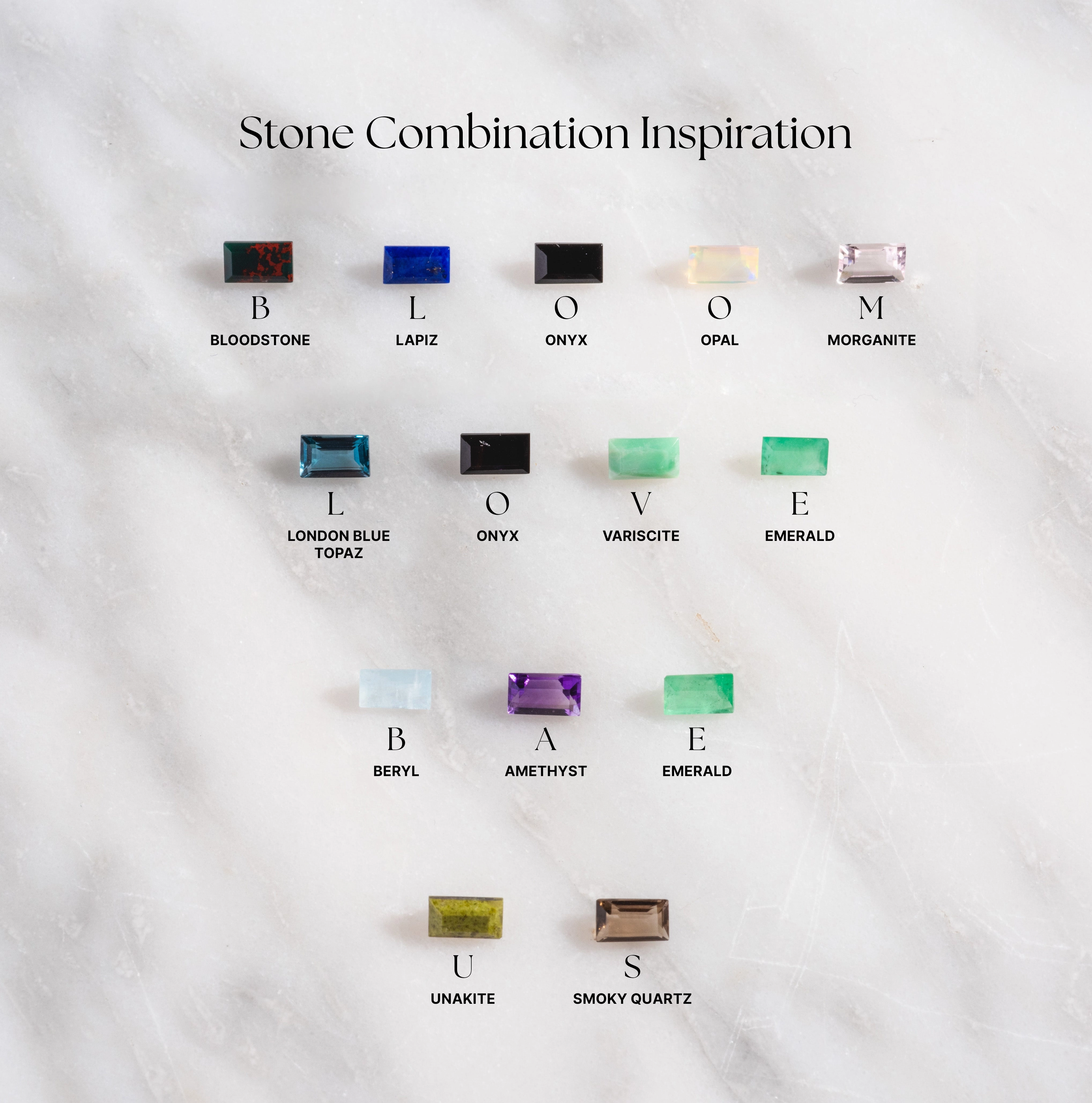 Customizable Acrostic Baguette Gemstone Ring
