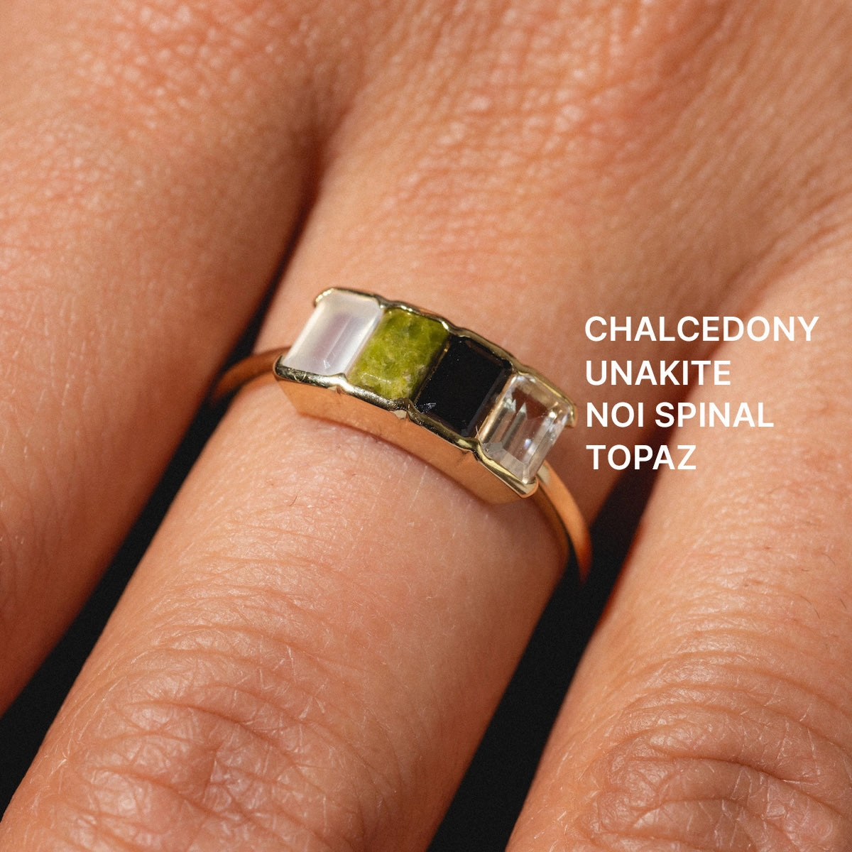 Customizable Acrostic Baguette Gemstone Ring