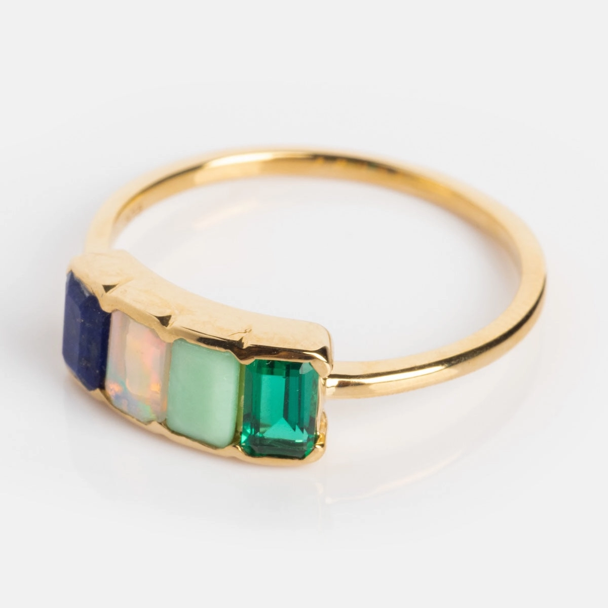Customizable Acrostic Baguette Gemstone Ring