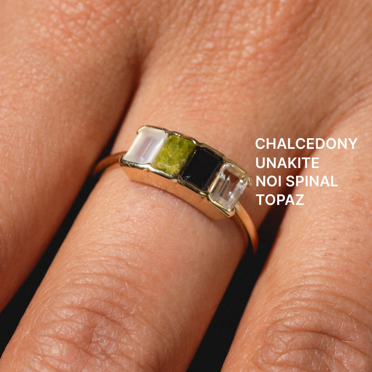 Customizable Acrostic Baguette Gemstone Ring