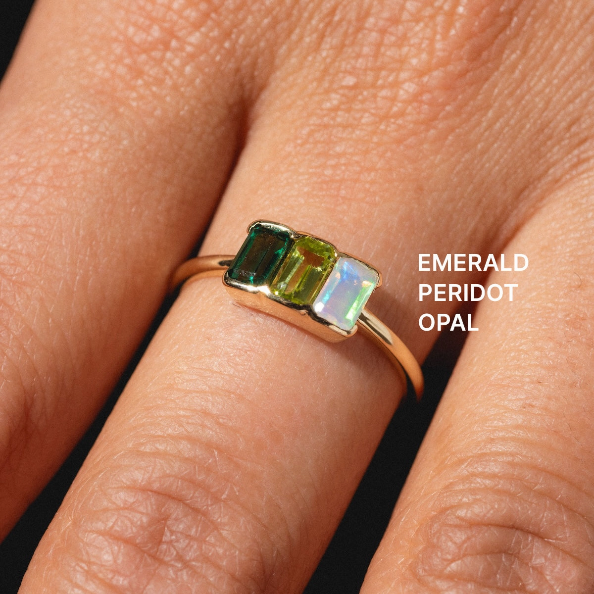 Customizable Acrostic Baguette Gemstone Ring