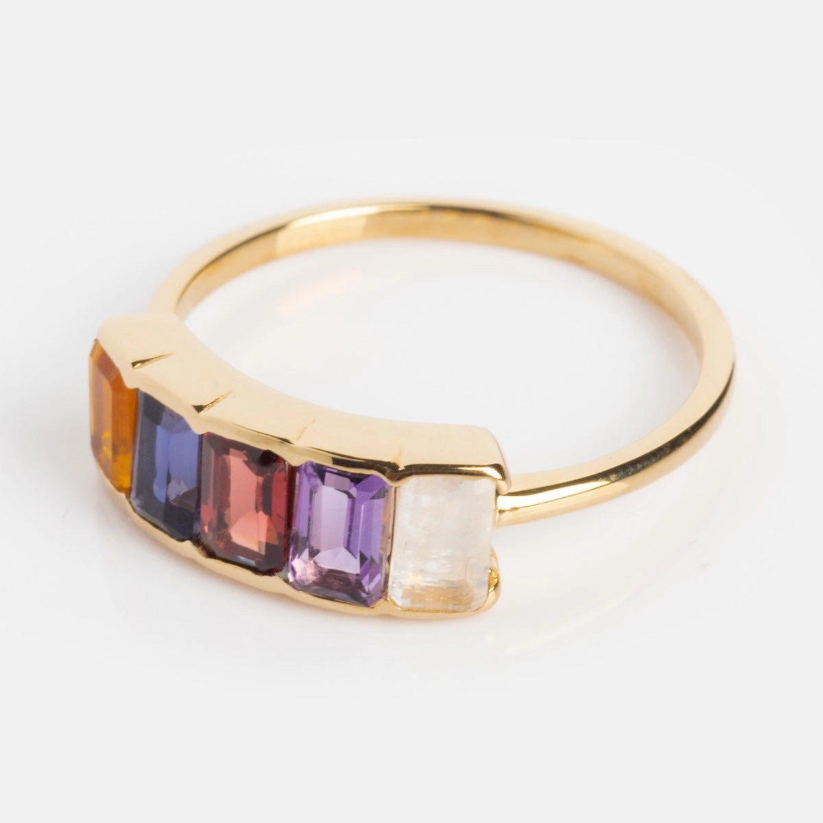 Customizable Acrostic Baguette Gemstone Ring
