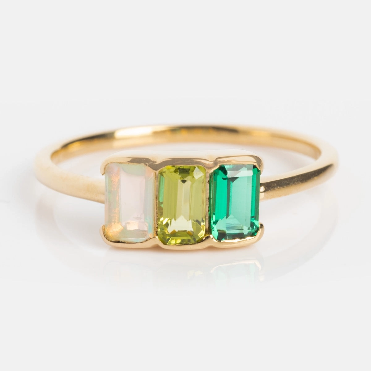 Customizable Acrostic Baguette Gemstone Ring