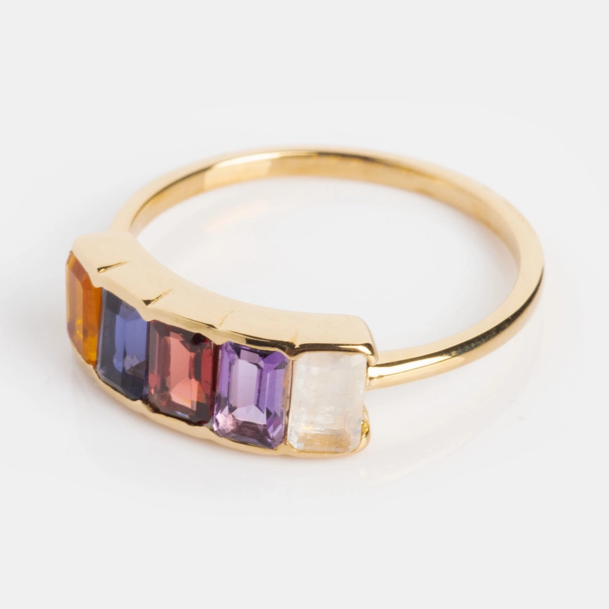 Customizable Acrostic Baguette Gemstone Ring