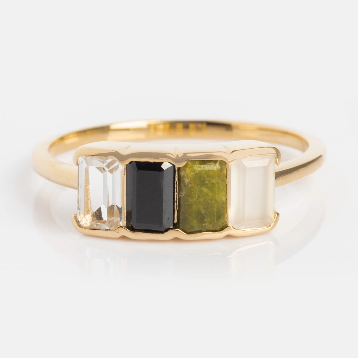 Customizable Acrostic Baguette Gemstone Ring