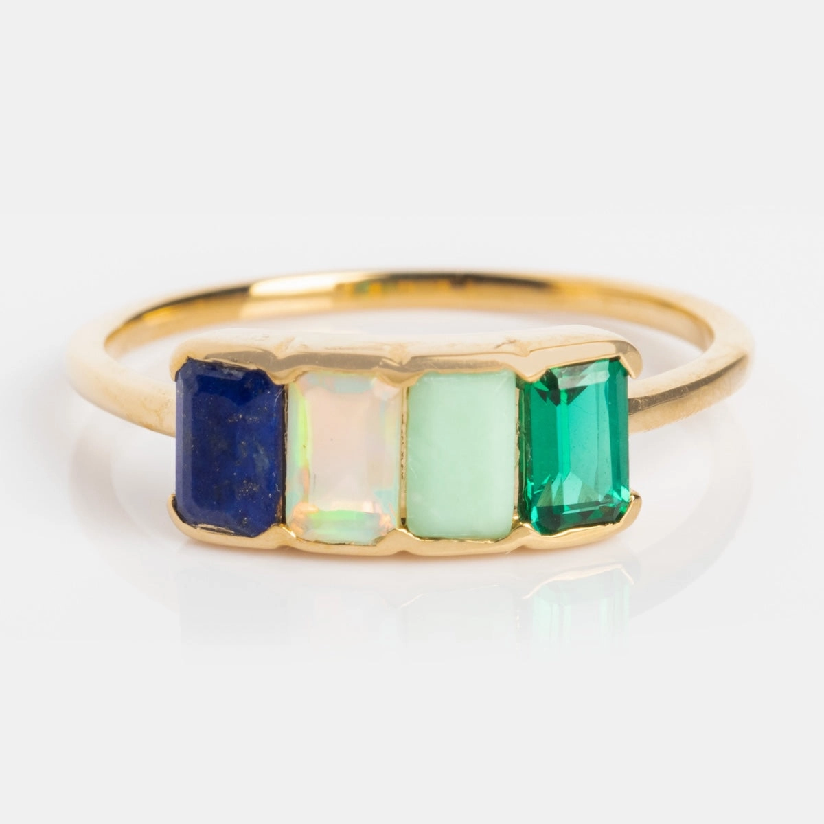 Customizable Acrostic Baguette Gemstone Ring