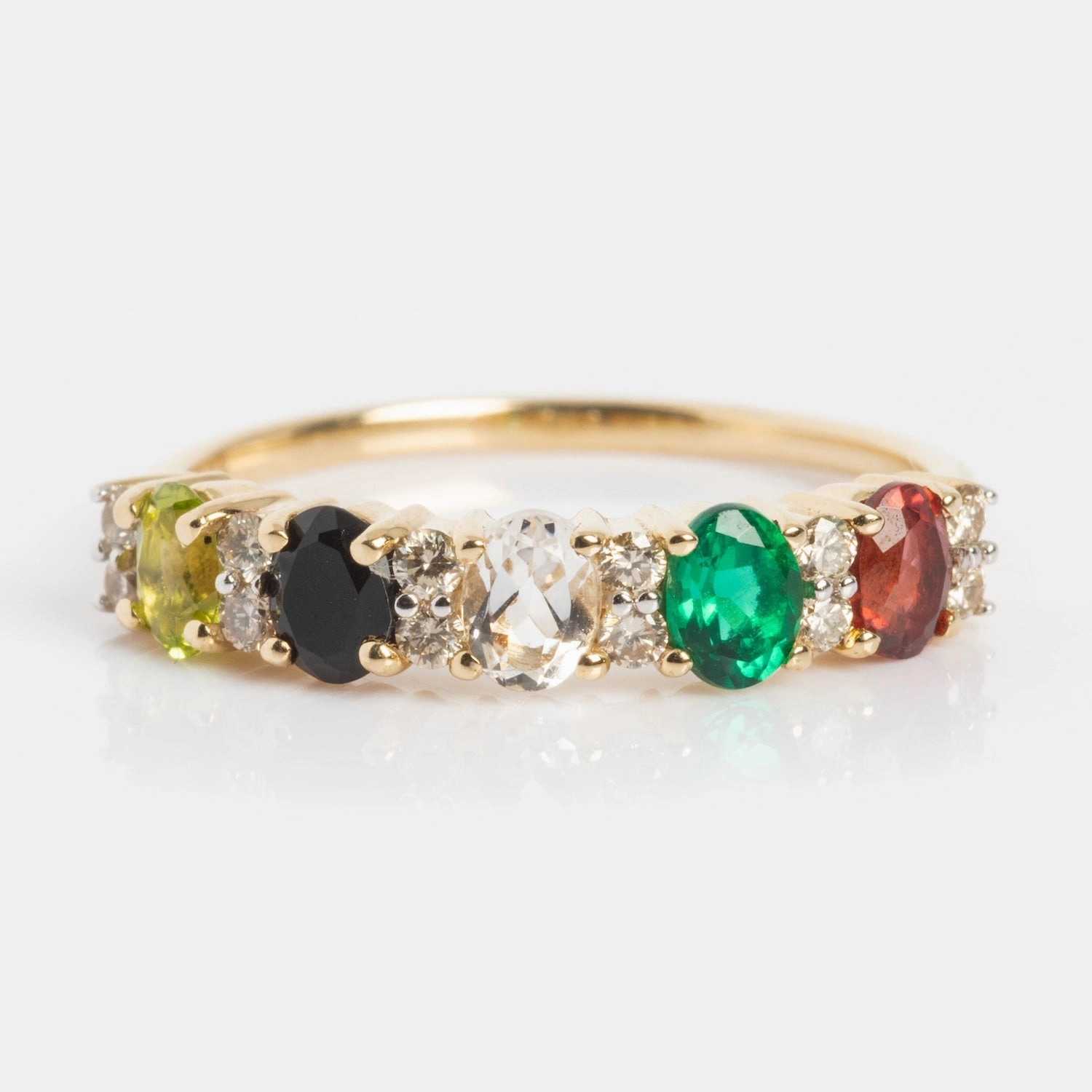 Customizable Acrostic Oval Gemstone Ring