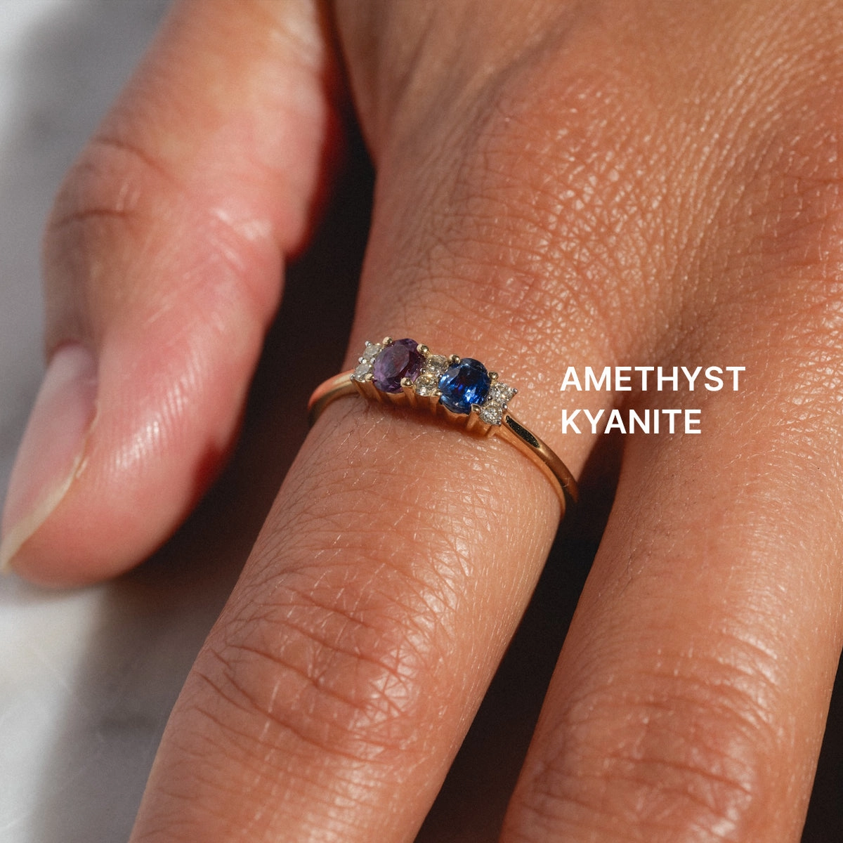 Customizable Acrostic Oval Gemstone Ring