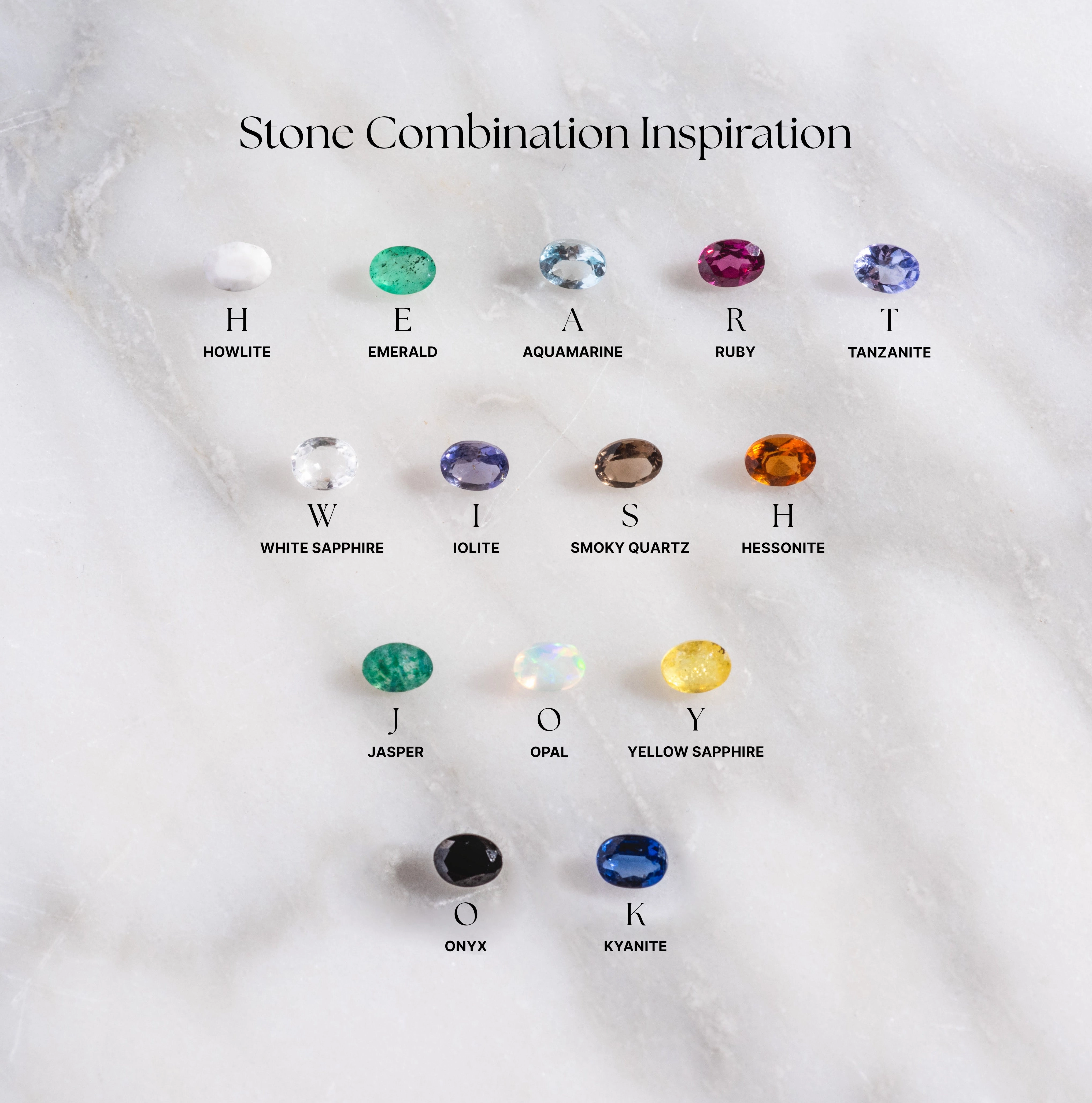 Customizable Acrostic Oval Gemstone Ring