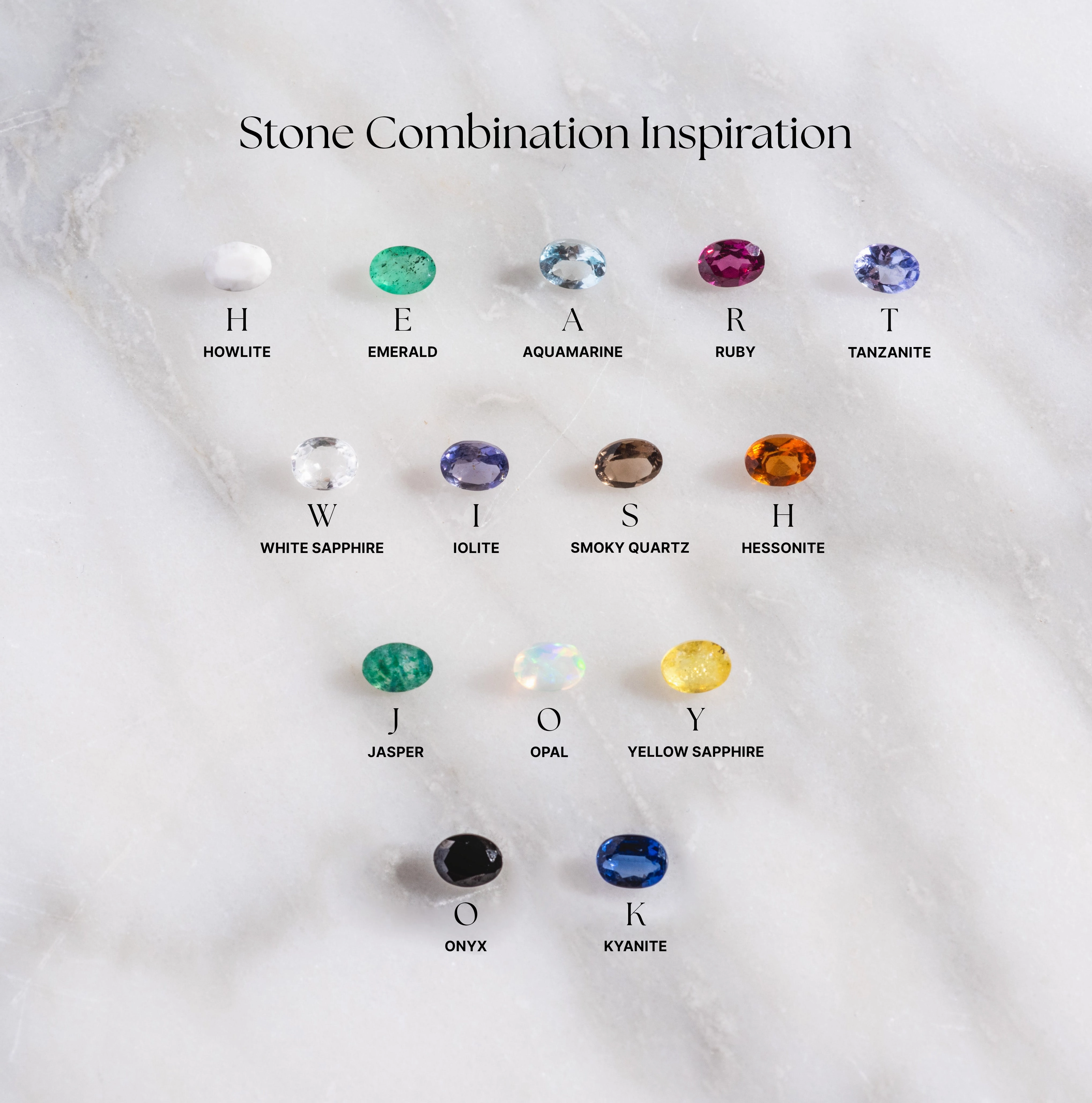 Customizable Acrostic Oval Gemstone Ring