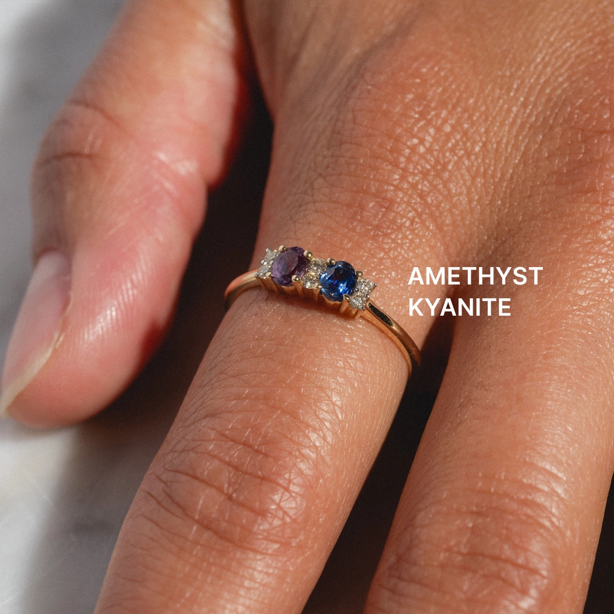 Customizable Acrostic Oval Gemstone Ring