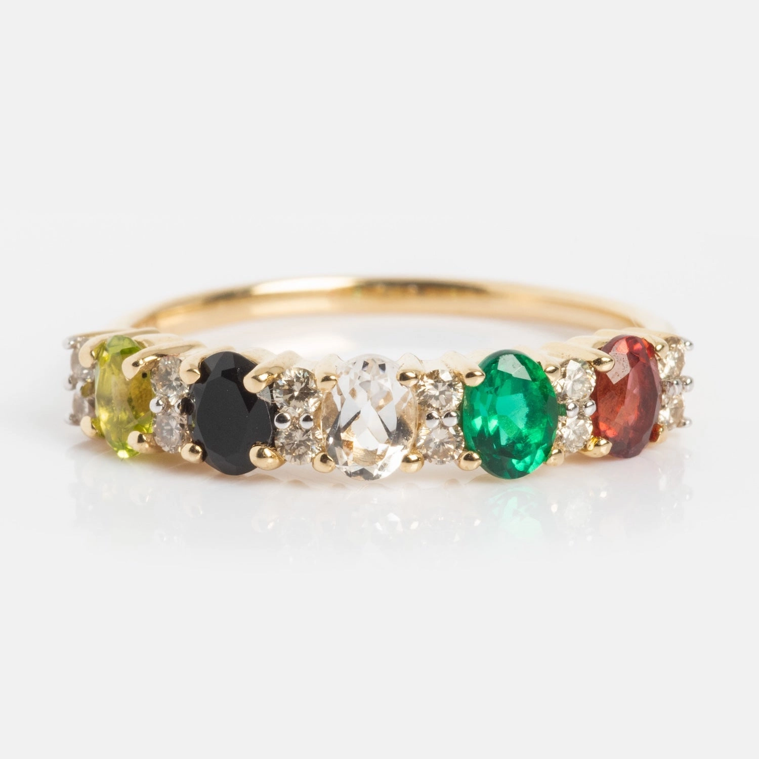 Customizable Acrostic Oval Gemstone Ring