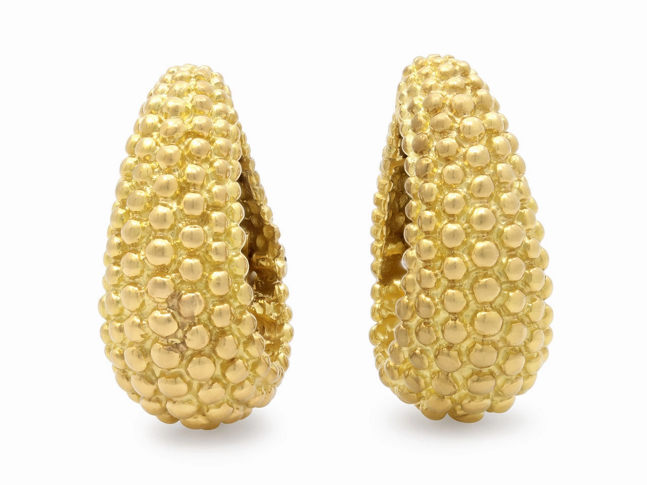 David Webb Beaded Hoop Earrings in 18K Gold