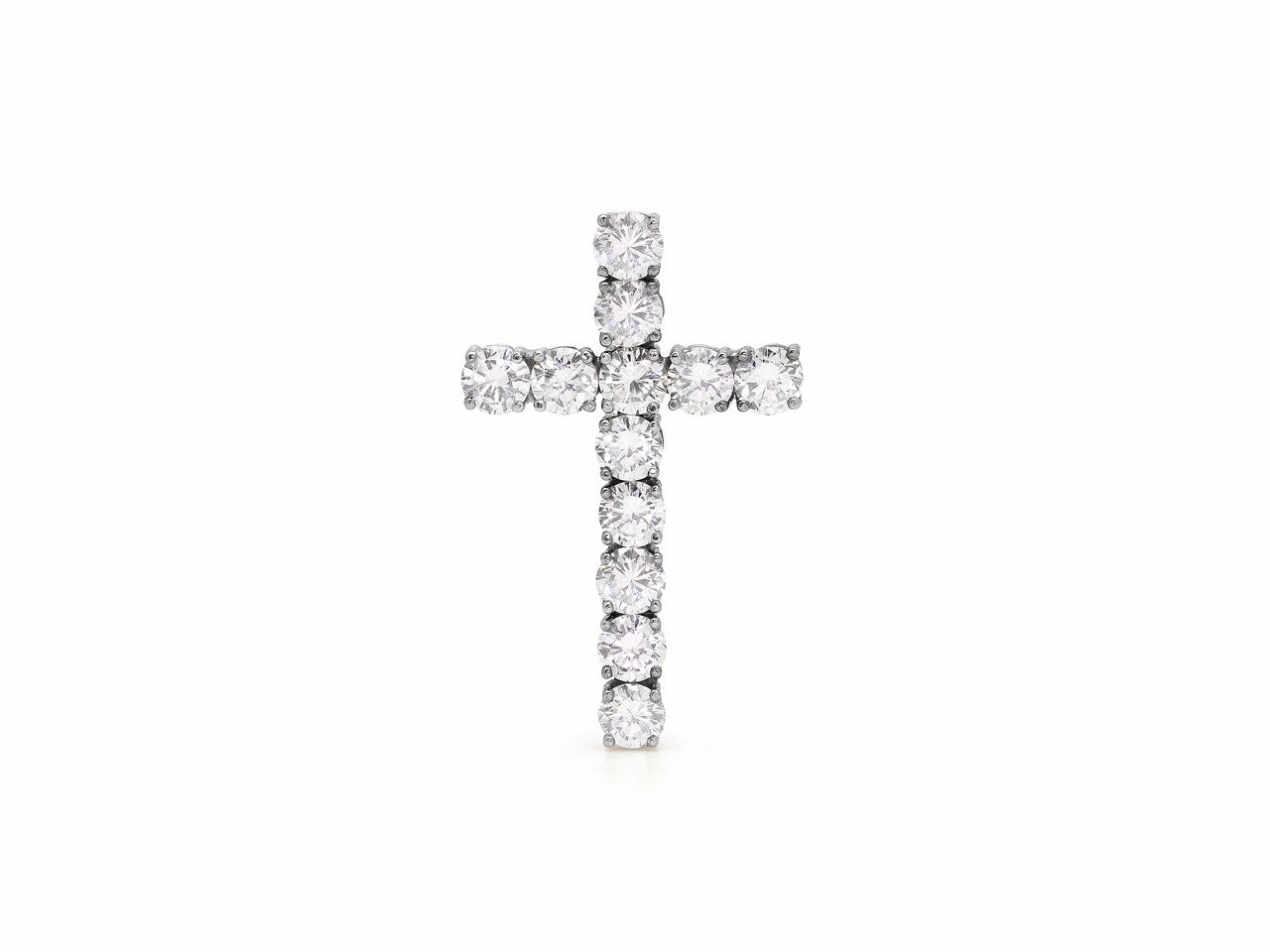 Diamond Cross Pendant in 18K White Gold
