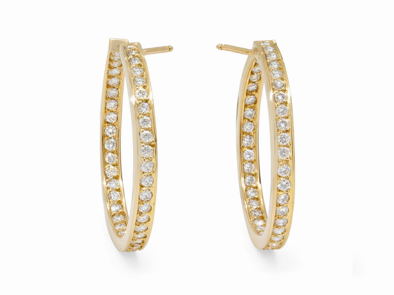 Diamond Hoop Earrings in 18K Gold, French
