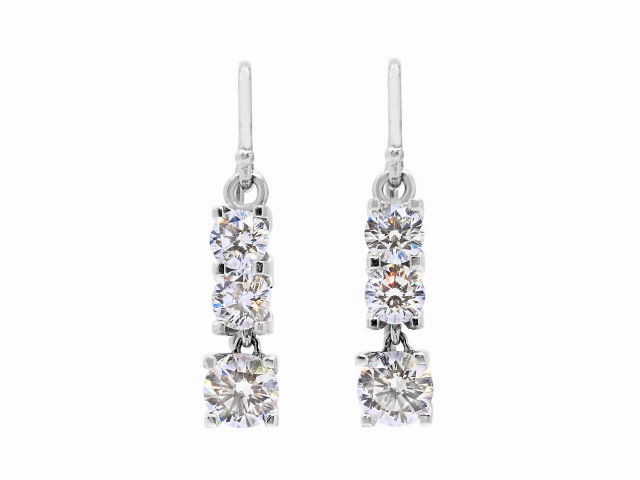 Diamond Line Earrings in 18K White Gold
