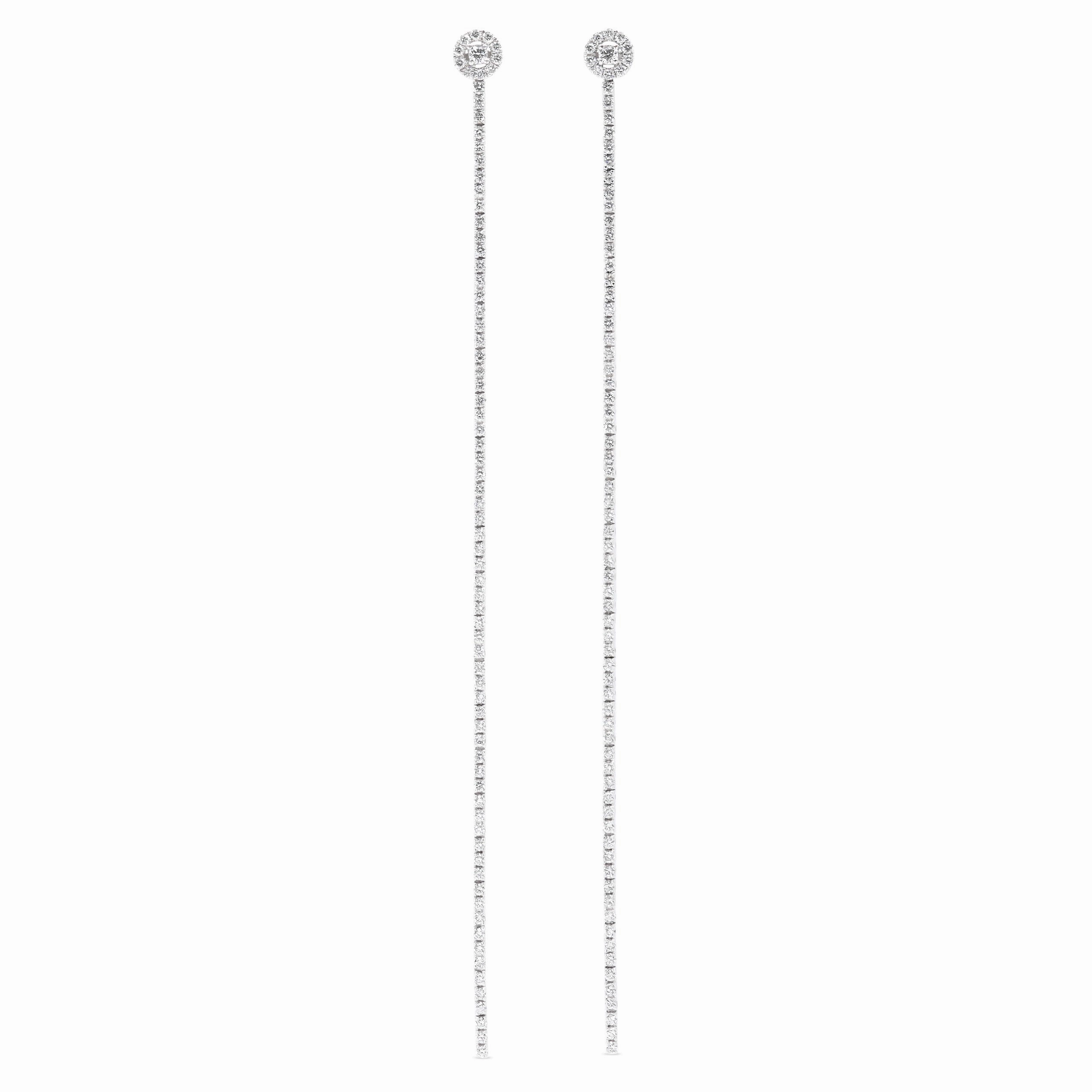 Diamond Line Earrings in 18K White Gold