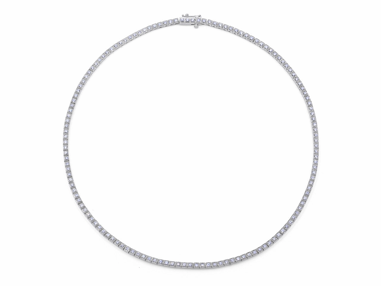 Diamond Rivire Necklace in 18K White Gold