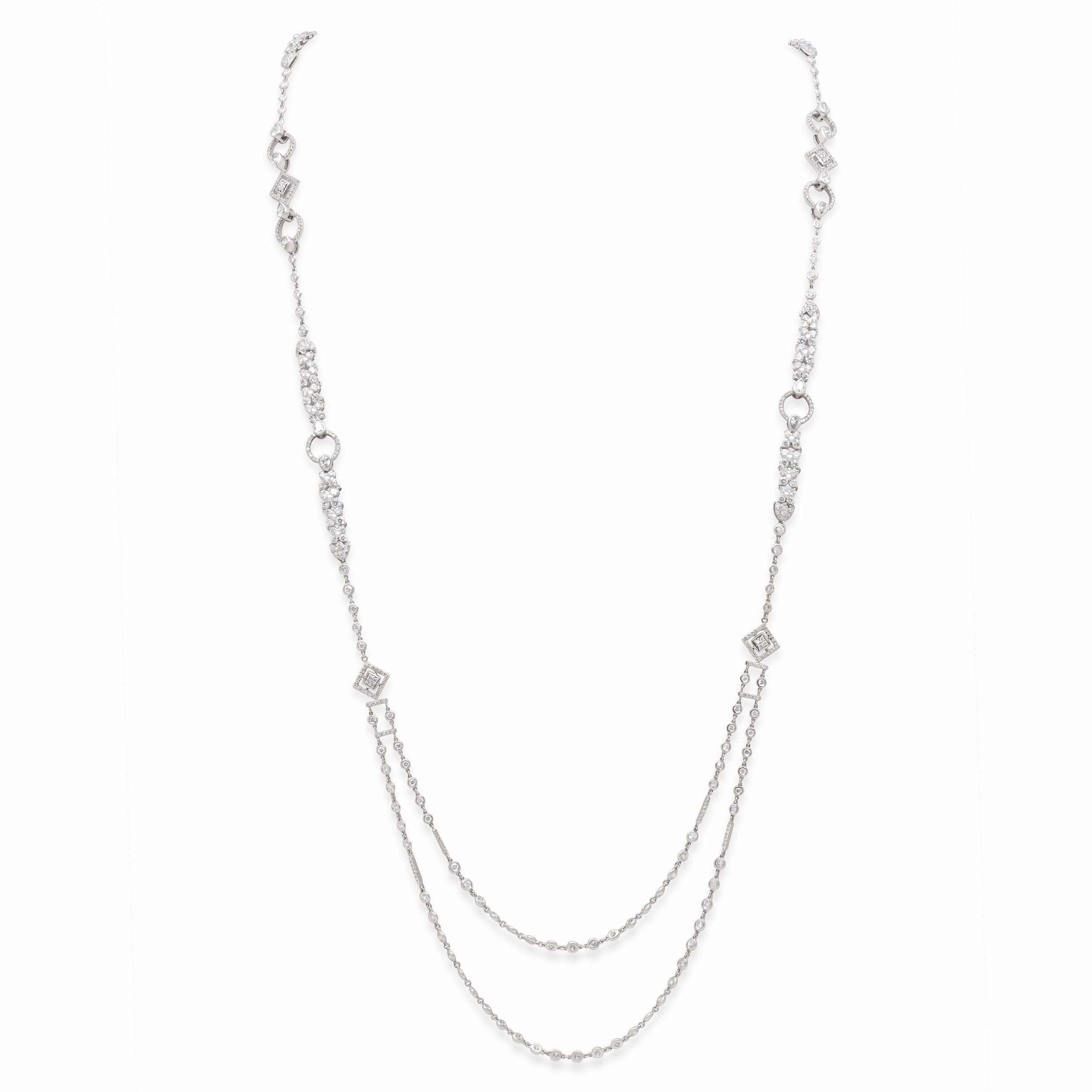 Diamond Sautoir Necklace in 18K White Gold