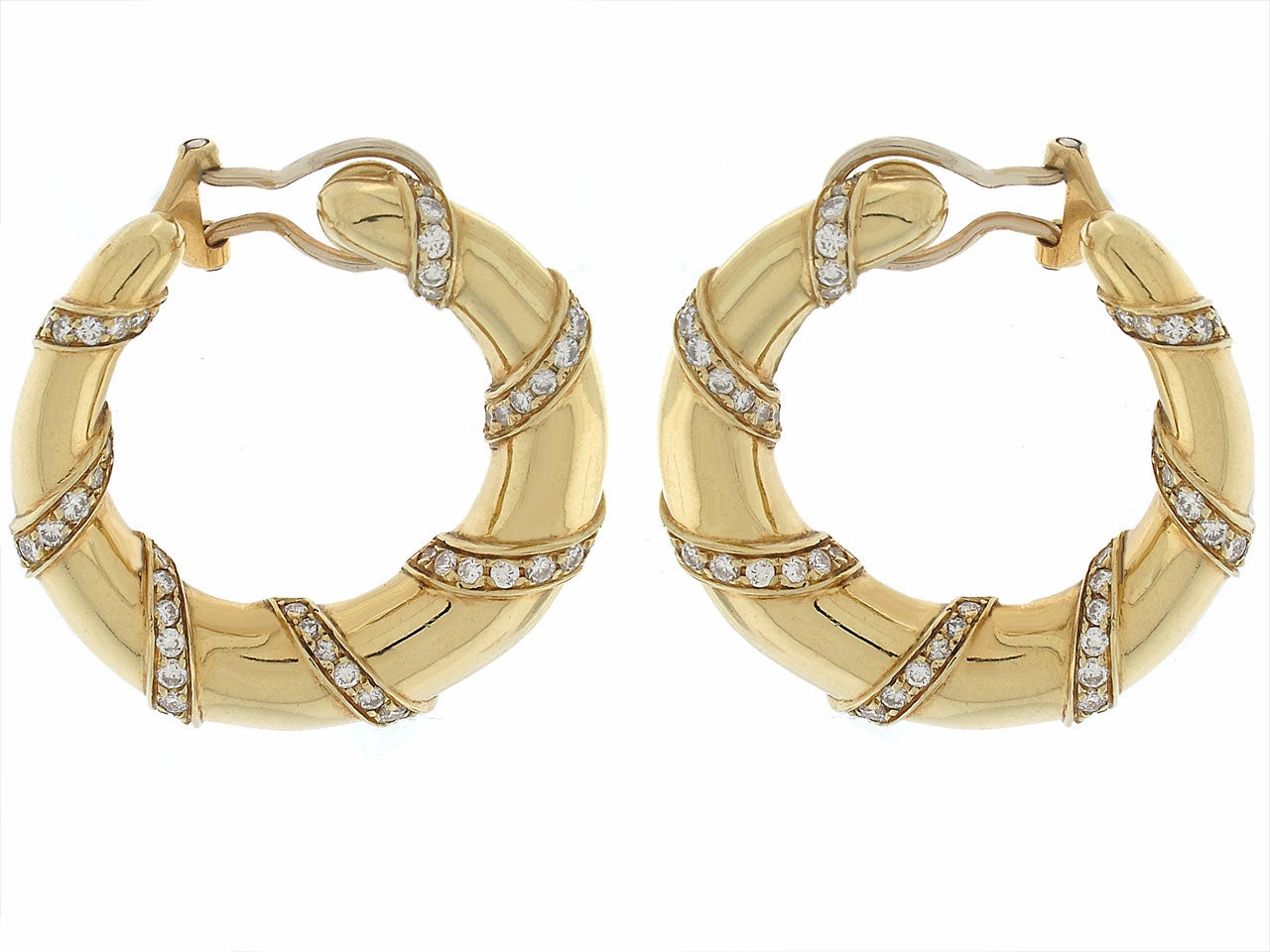 Diamond Swirl Earrings in 18k
