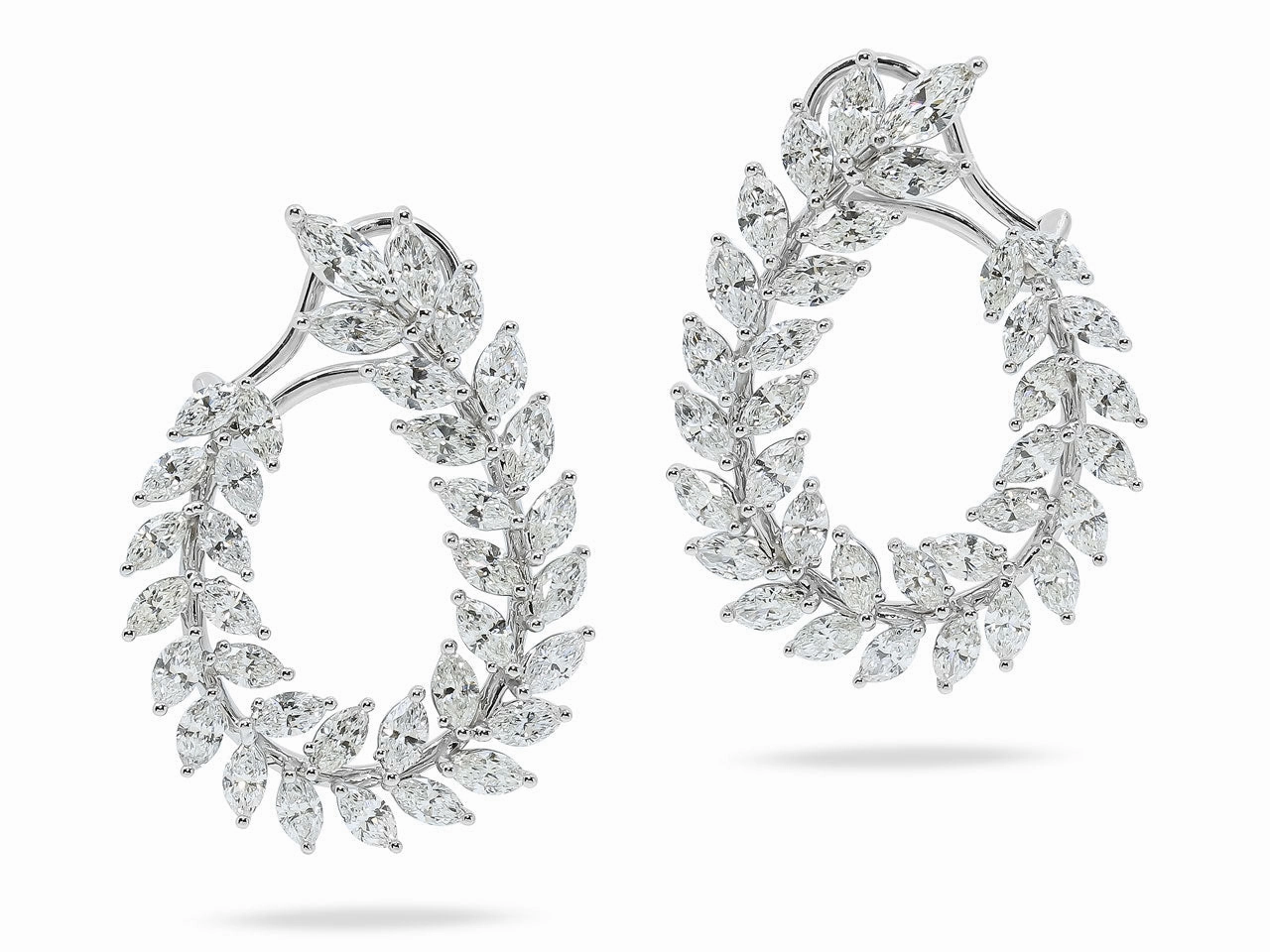 Diamond Wreath Earrings in 18K White Gold