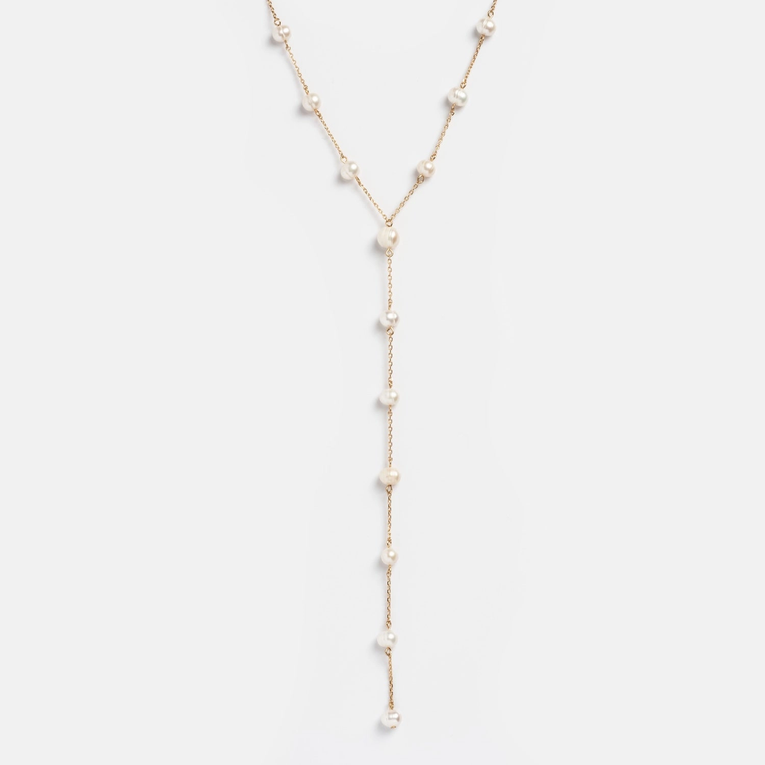 Dripping Pearl Lariat Necklace