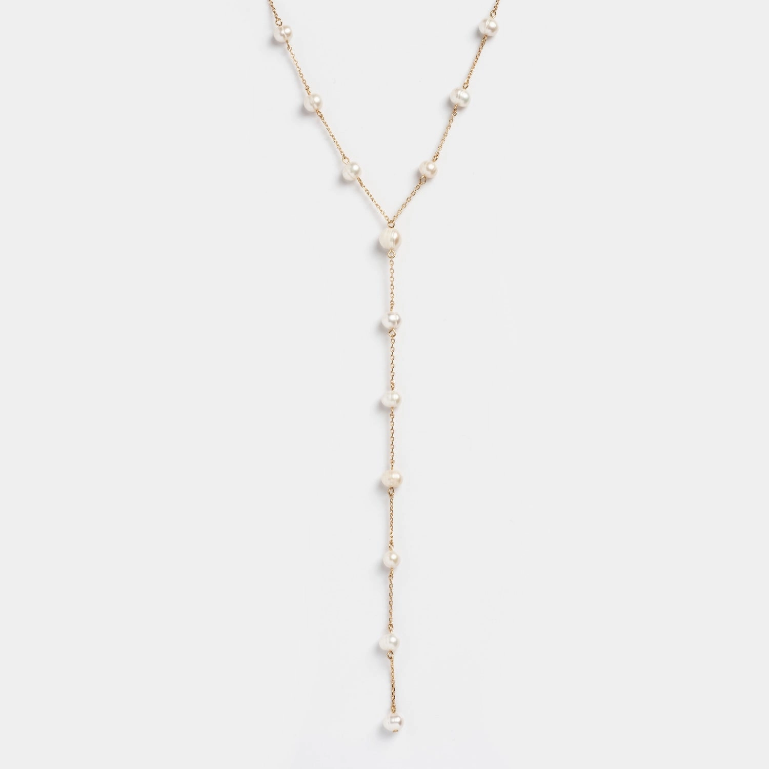 Dripping Pearl Lariat Necklace