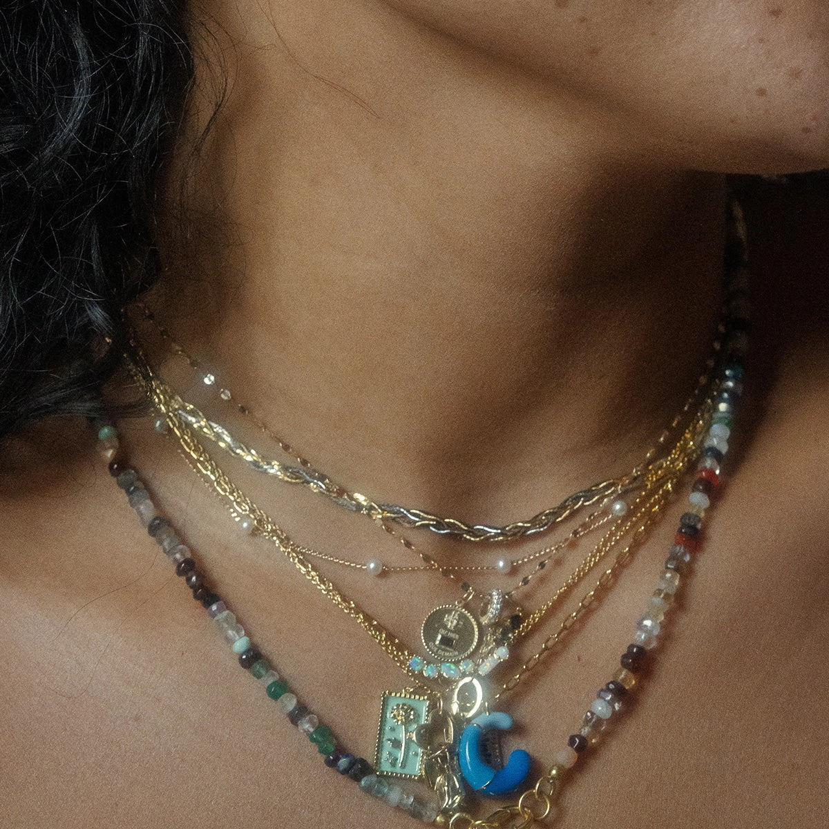 Enamel Birth Flower Pendant Necklace