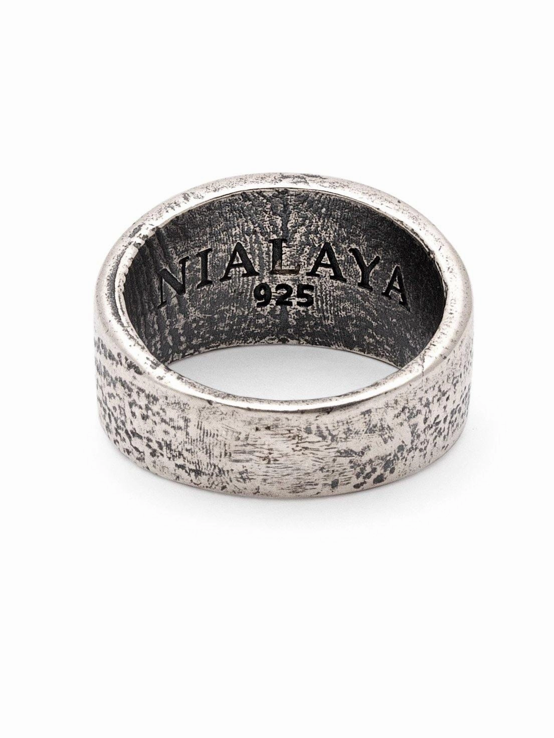 Engraved Vintage Silver Ring with Matte Onyx