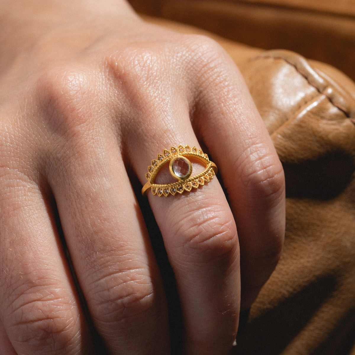 Fancy Blue Topaz Eye Ring