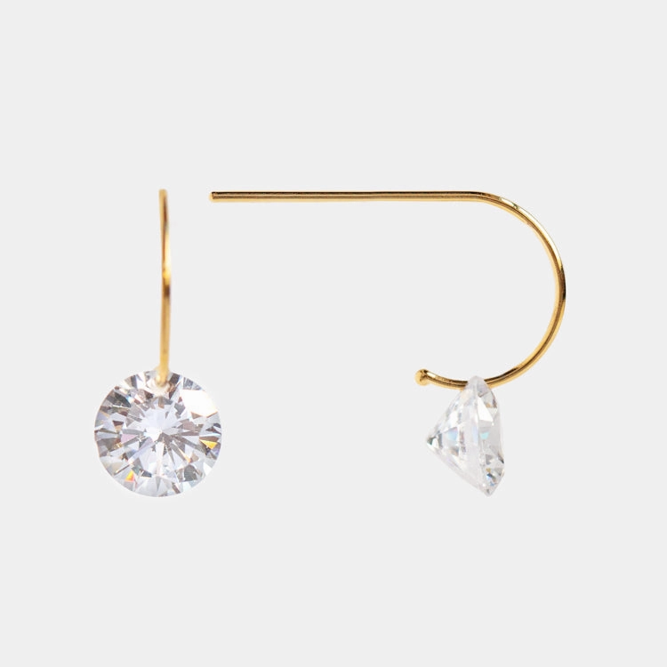 Floating Solitaire CZ Huggie Earrings