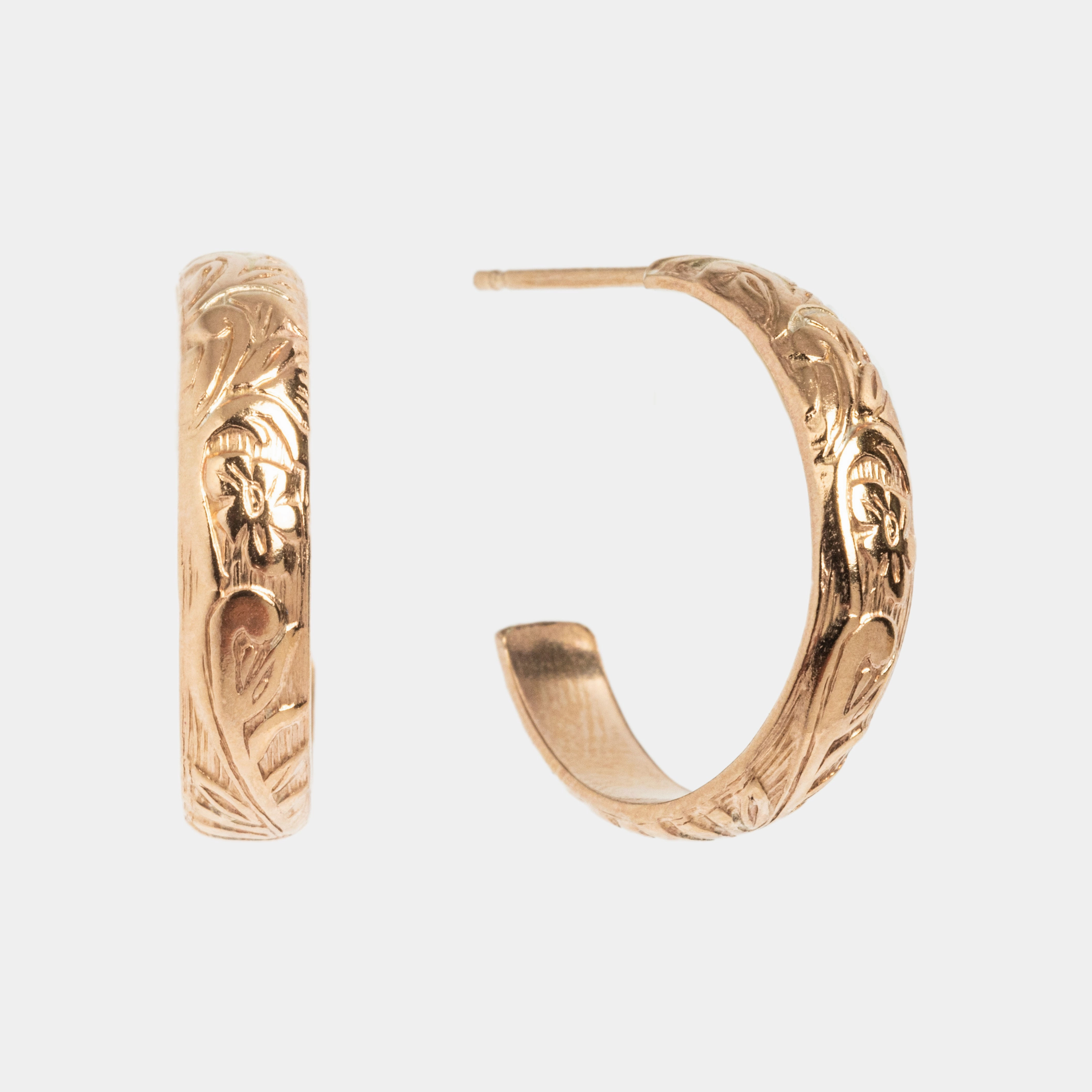 Floral Gold Small Hoops