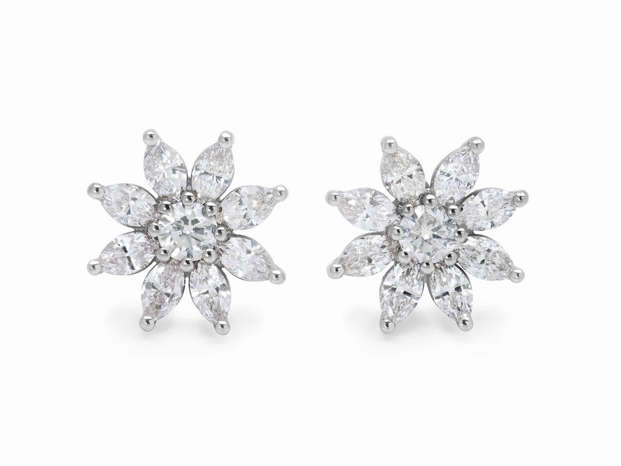Flower Diamond Earrings in Platinum