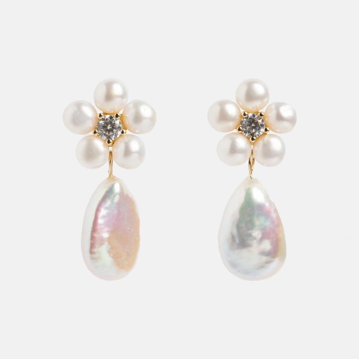 Flower Pearl Drop Earrings