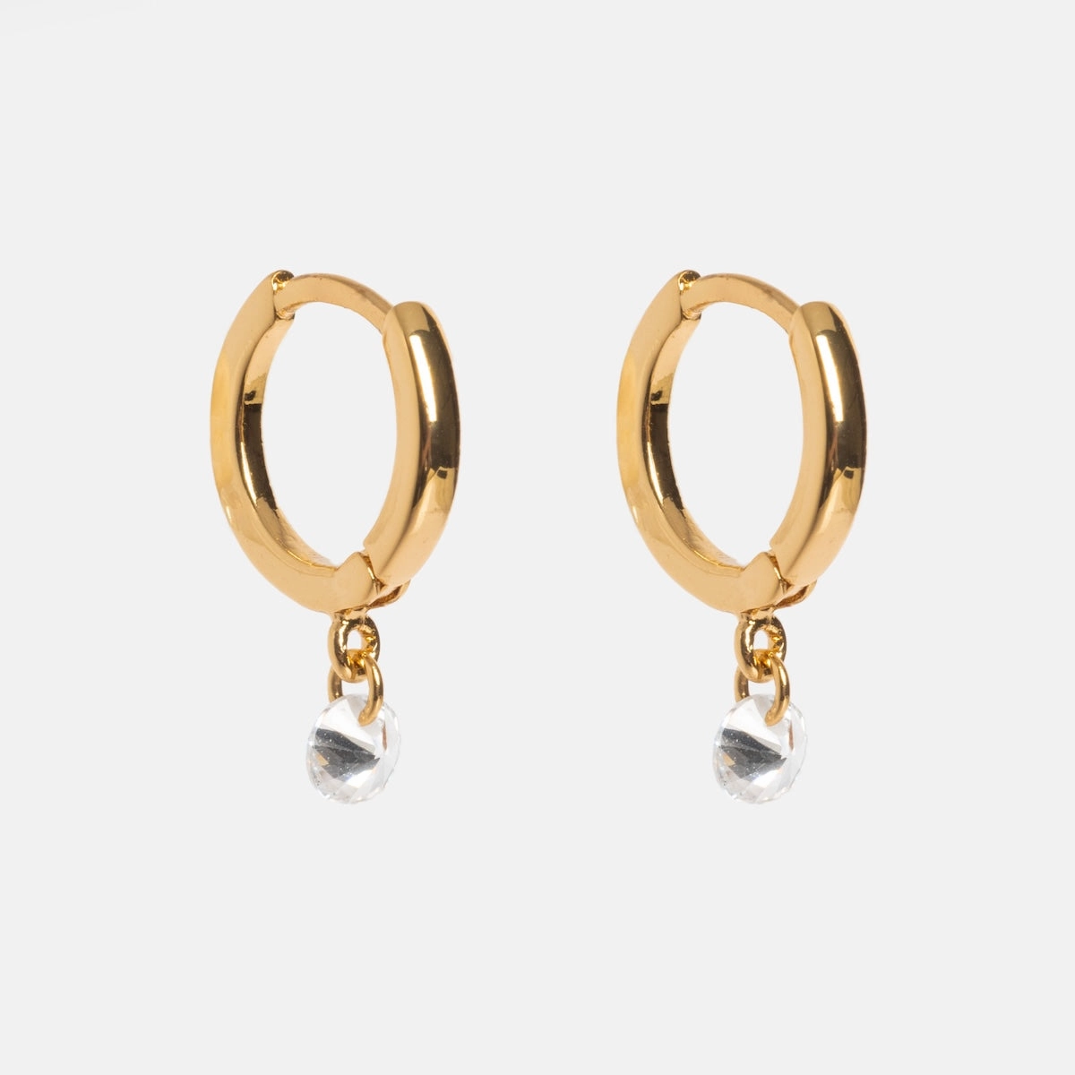 Gold Huggie With Floating CZ Dangle