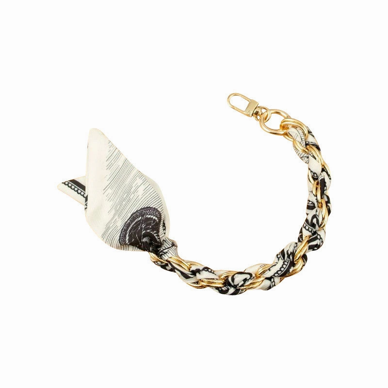 Gold Phone Chain with Scarf Black - Short G