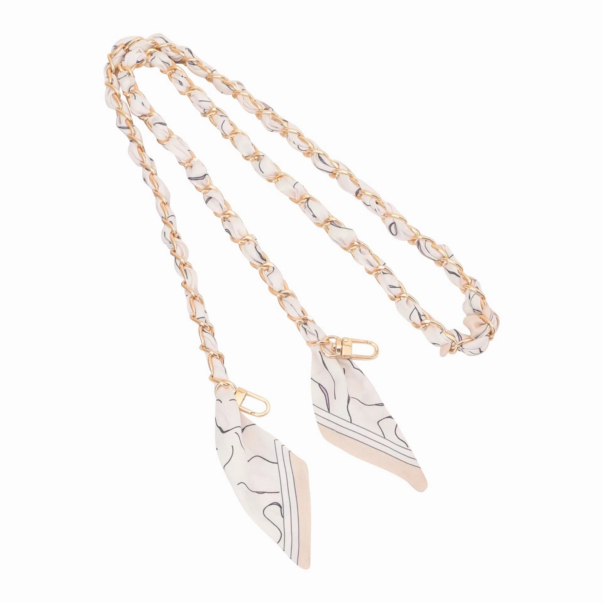 Gold Phone Chain with Scarf Cream - Long A