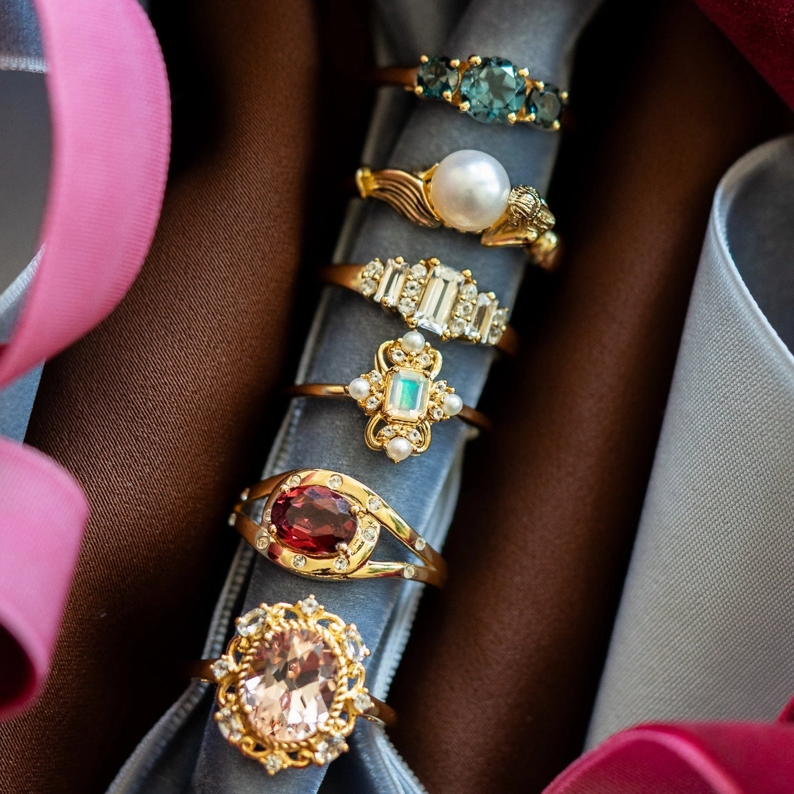 Golden Age Garnet Cocktail Ring