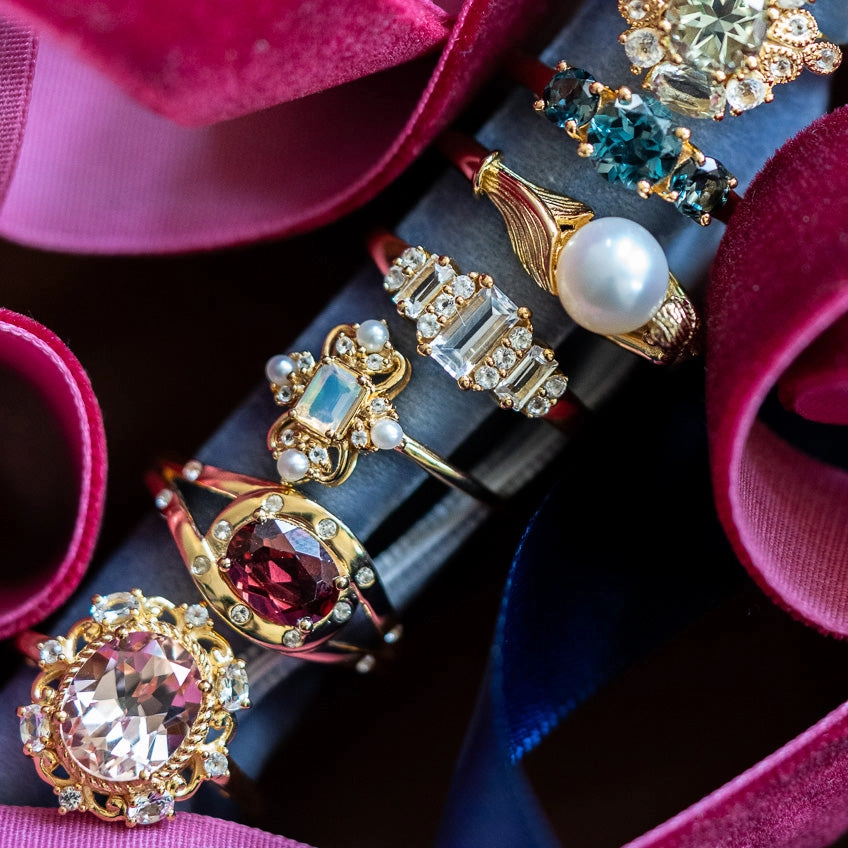 Golden Age Garnet Cocktail Ring