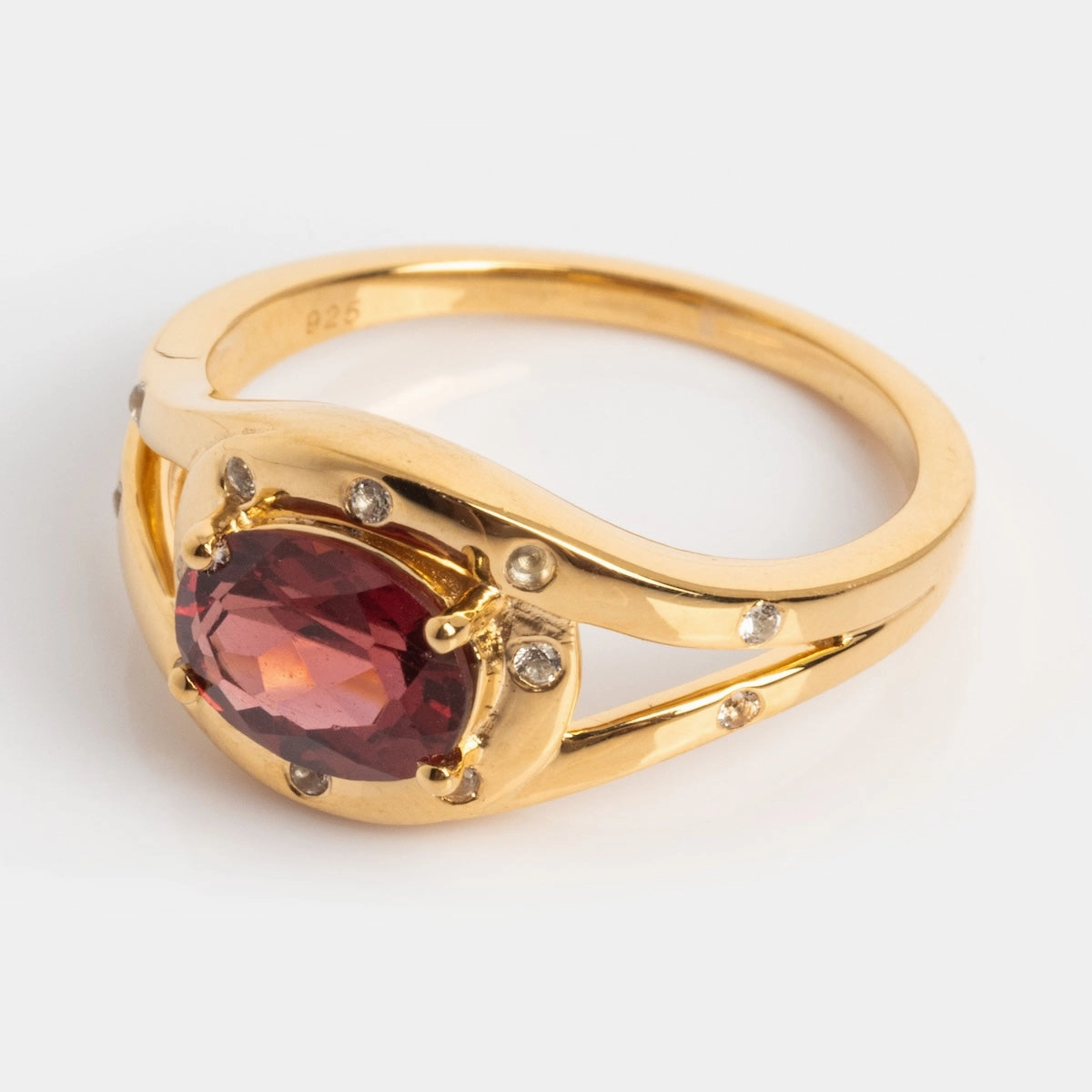 Golden Age Garnet Cocktail Ring