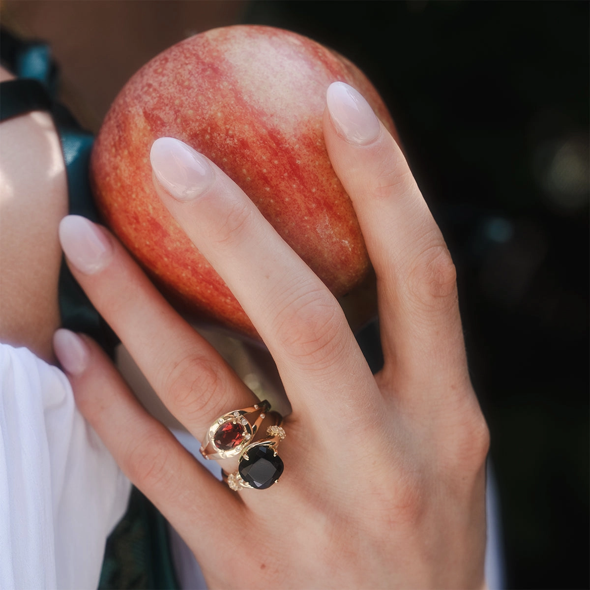Golden Age Garnet Cocktail Ring