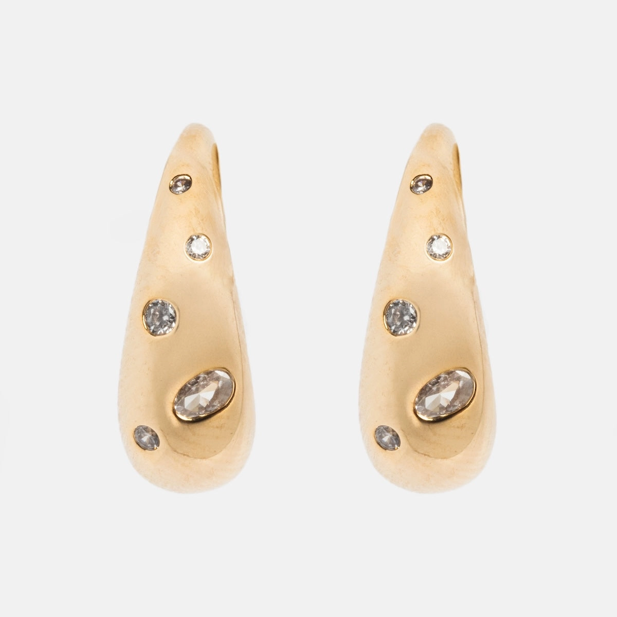 Golden Shimmer Tapered Hoop Earrings