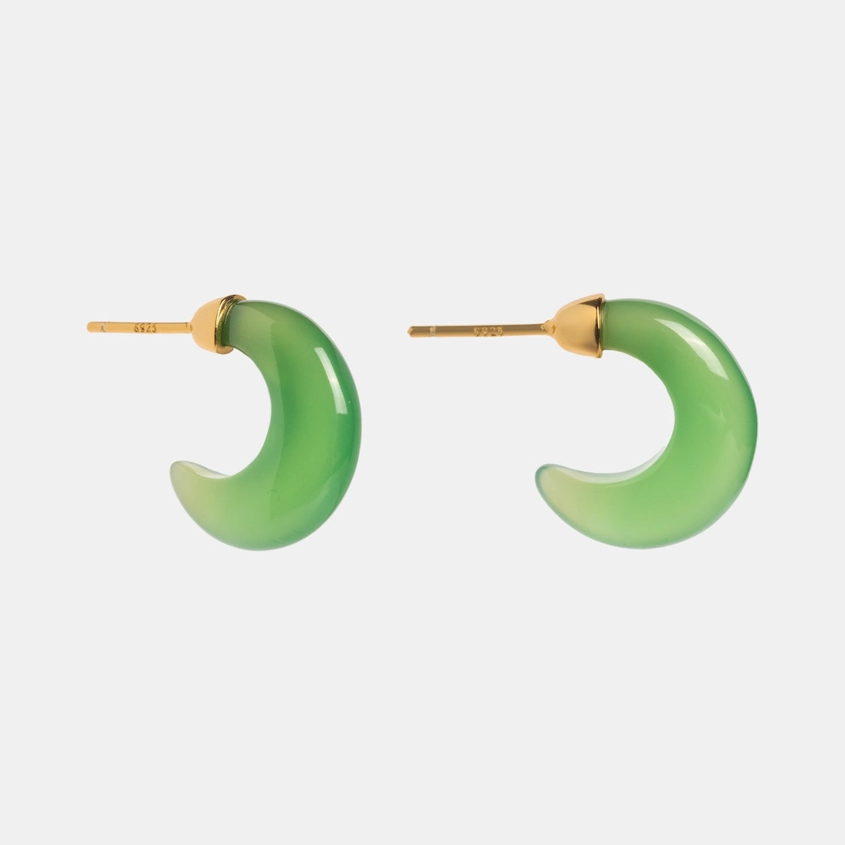 Half Moon Green Chalcedony Earrings