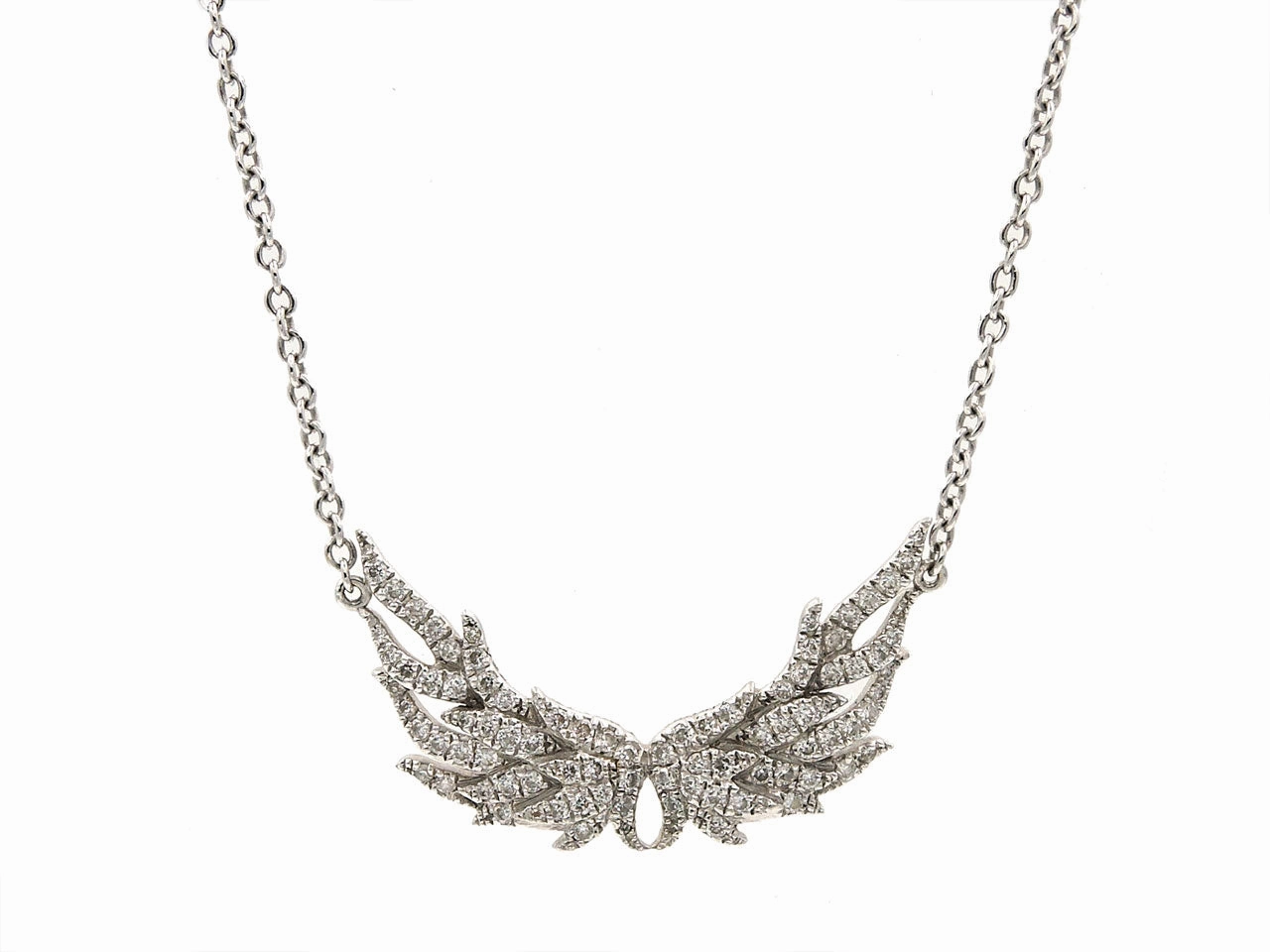 Henri J. Sillam Diamond Wings Necklace in 18K White Gold