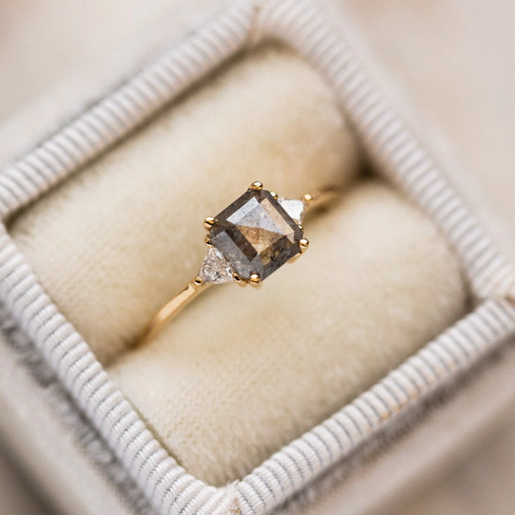 Icaria Ring with Salt and Pepper Rose Cut Diamond