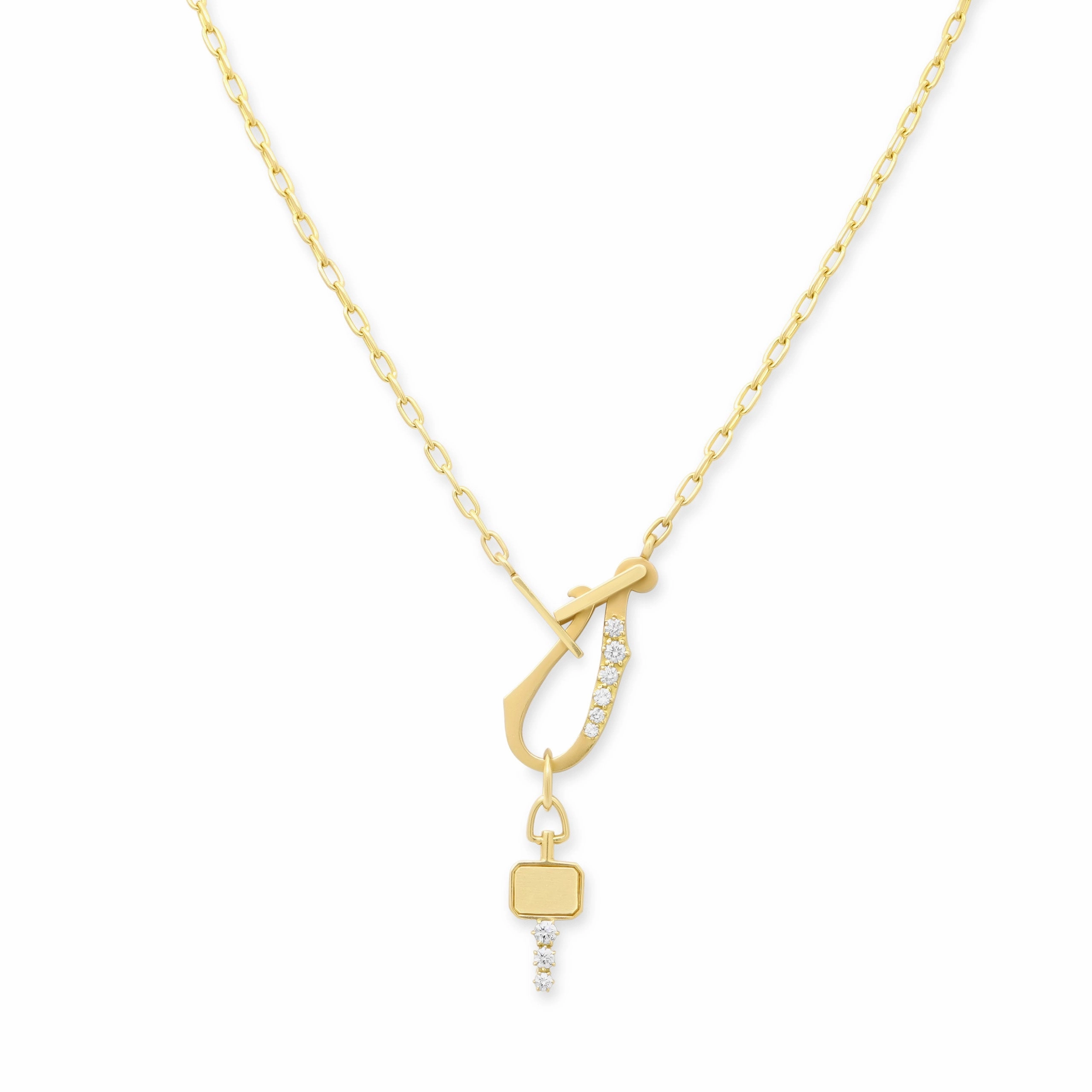 Jade Trau 'Lola' Diamond Necklace and 'Mini Catherine' Key Charm in 18K Gold