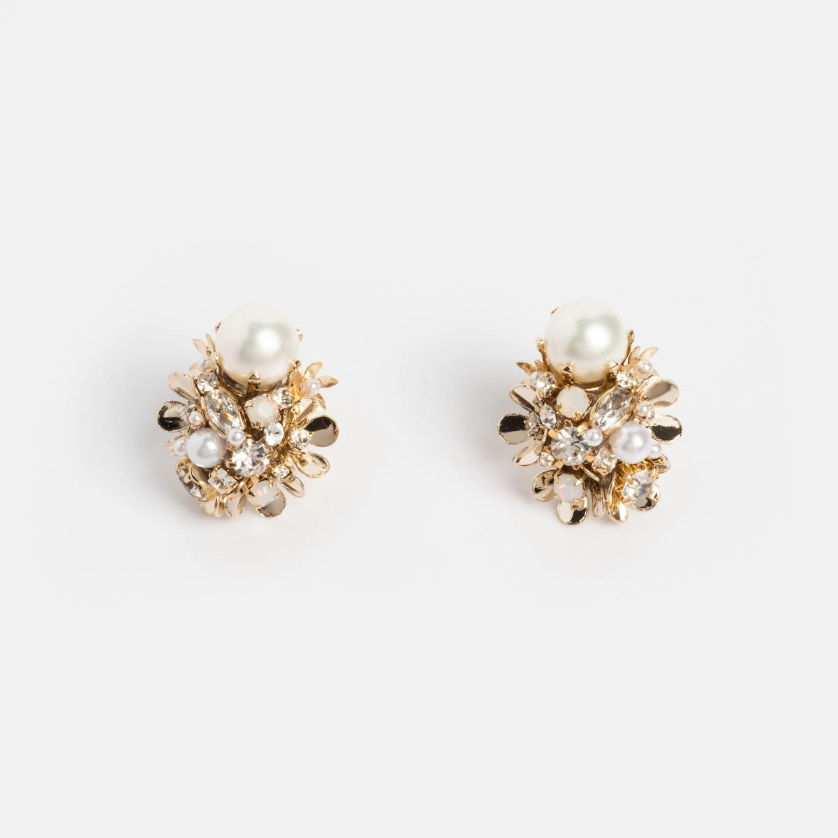 Luxe Pearl and Crystal Cluster Earrings